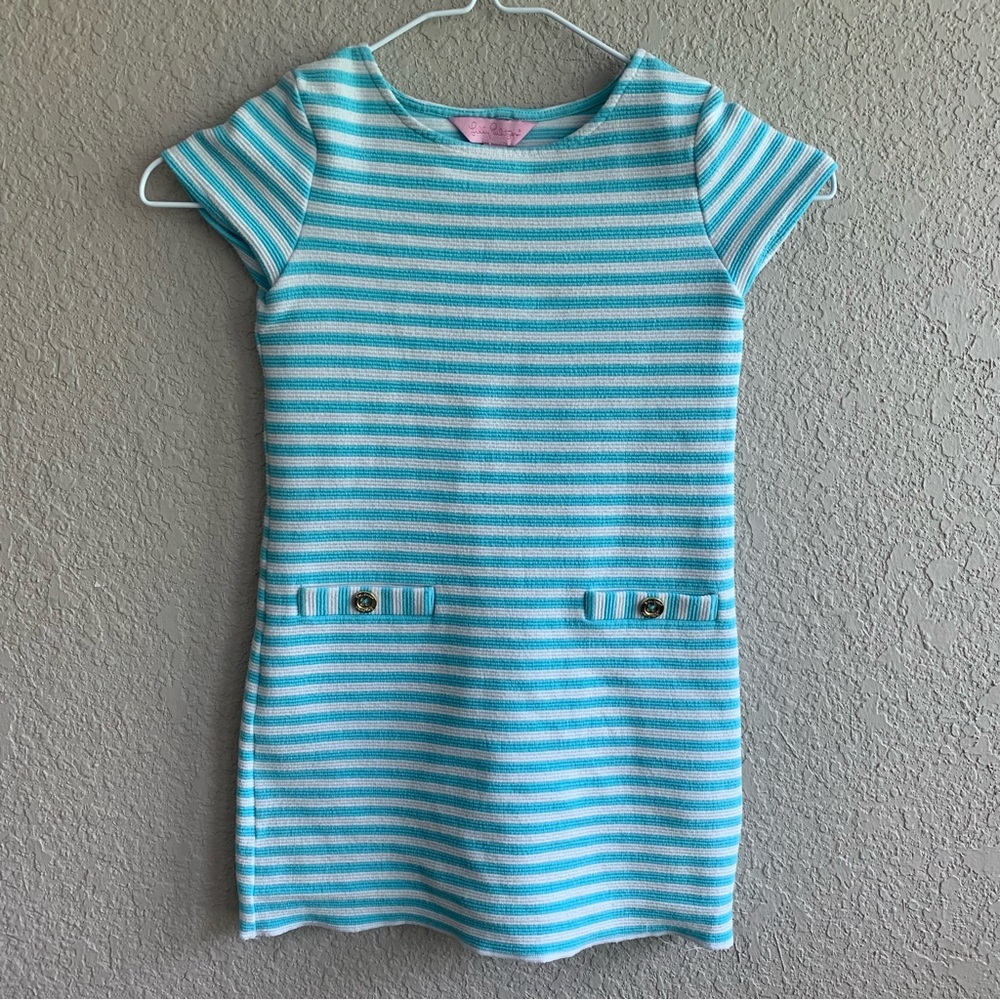 Lilly Pulitzer Blue and White Striped Kids Casual Dress